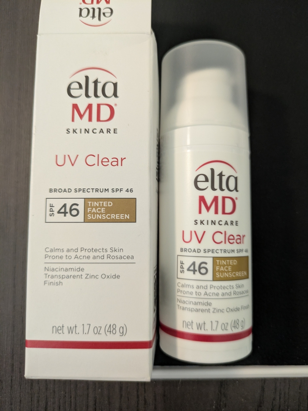 EltaMD UV Clear SPF 46 Tinted Face Sunscreen - White and Red Accents